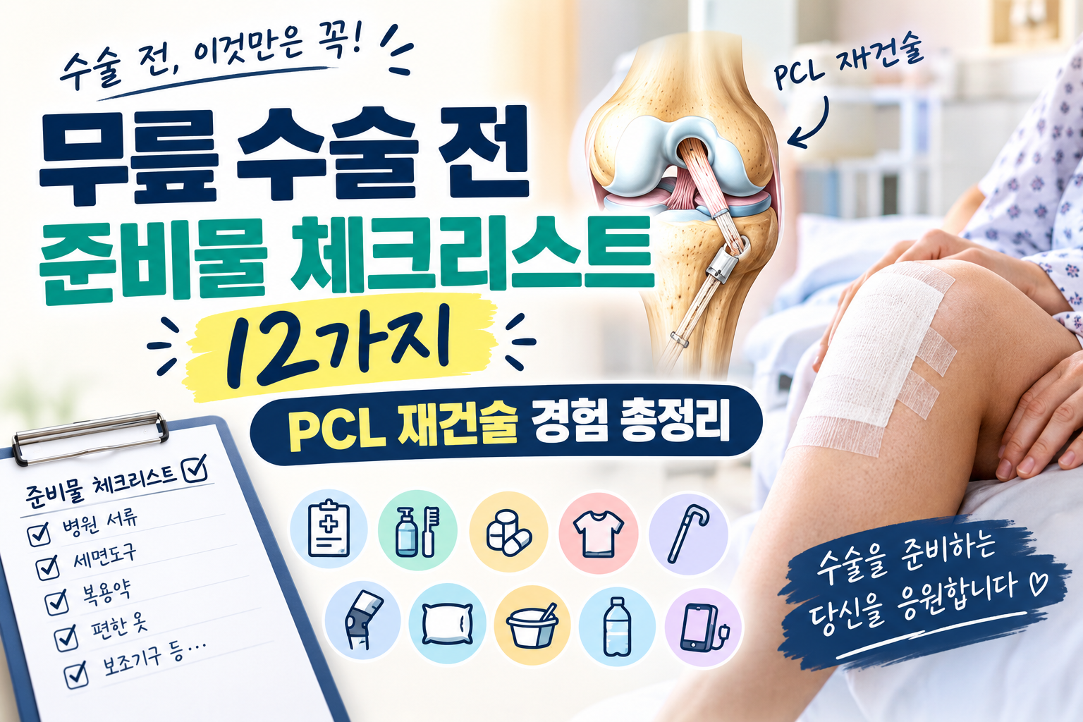 무릎 수술 전 준비물 체크리스트 12가지 | PCL 재건술 경험 총정리