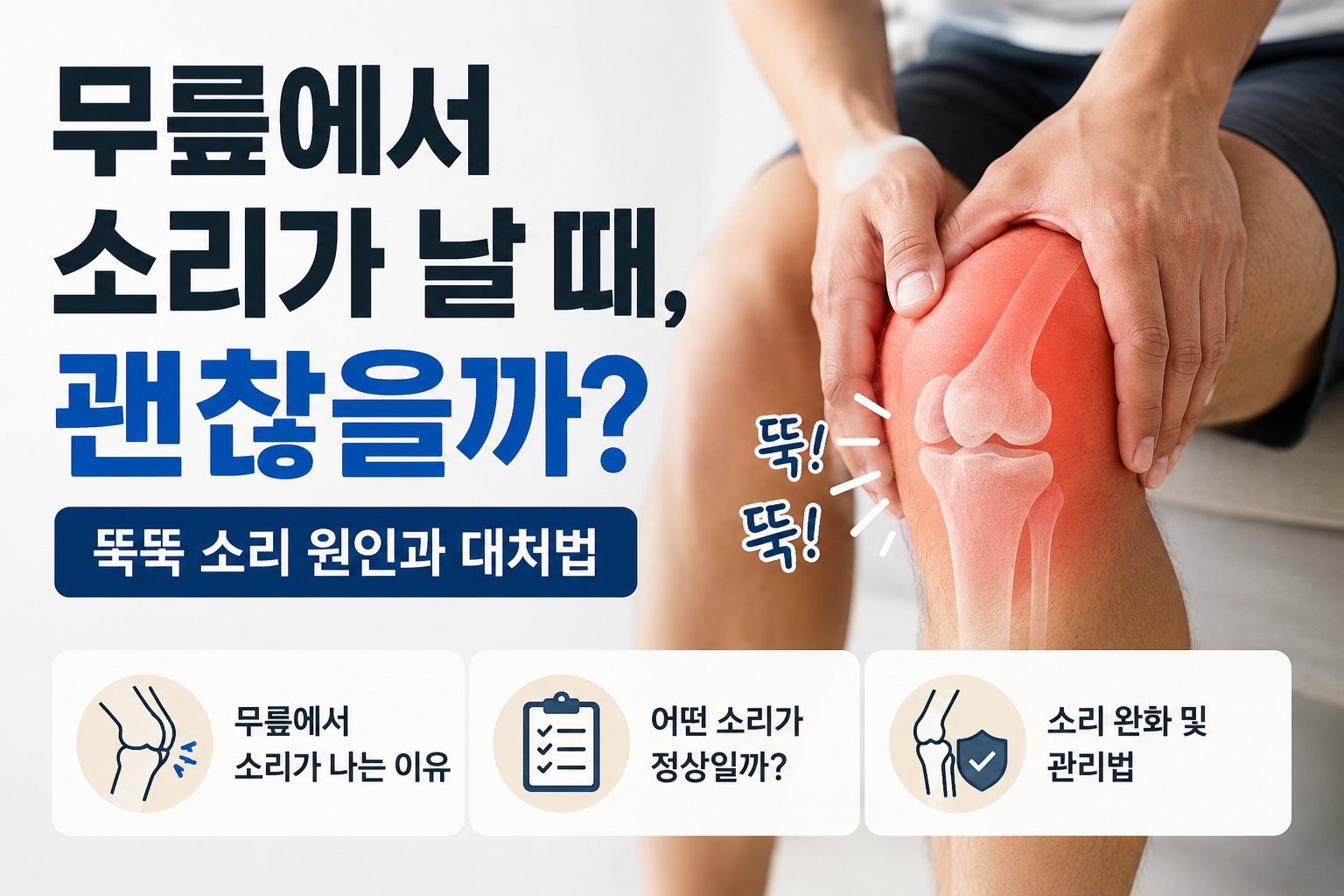 무릎에서 소리가 날 때, 괜찮을까 | 뚝뚝 소리 원인과 대처법