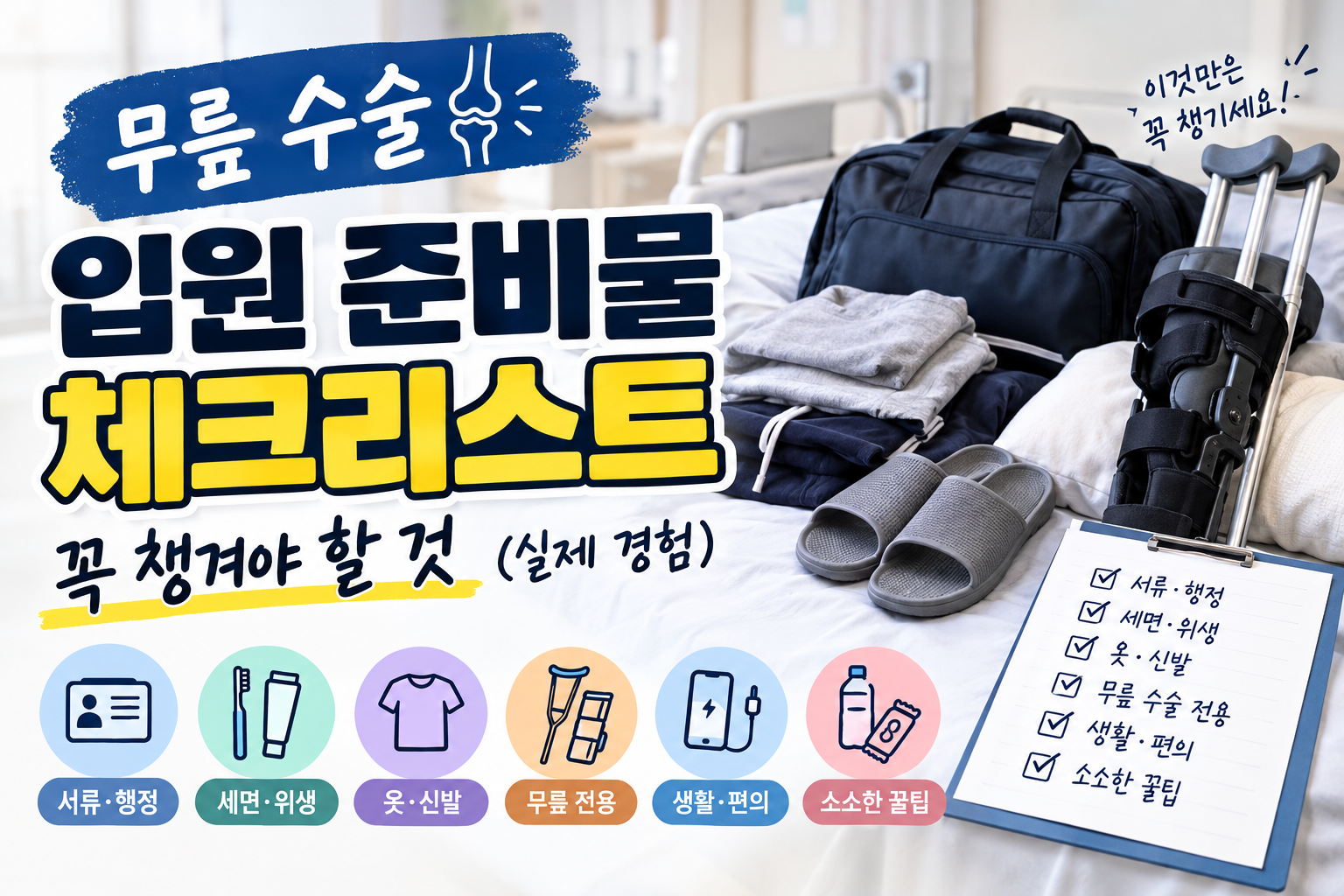 무릎 수술 입원 준비물 체크리스트 | 꼭 챙겨야 할 것 (실제 경험)